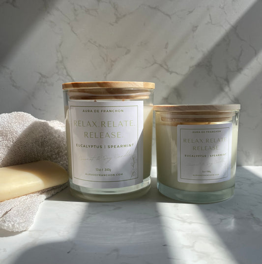 Relax. Relate. Release. Candle